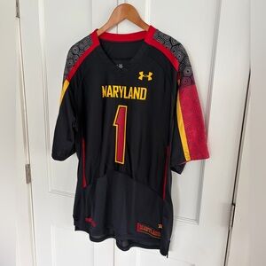 Maryland Terrapins #1 Football Jersey Black Mens Large Under Armour Terps